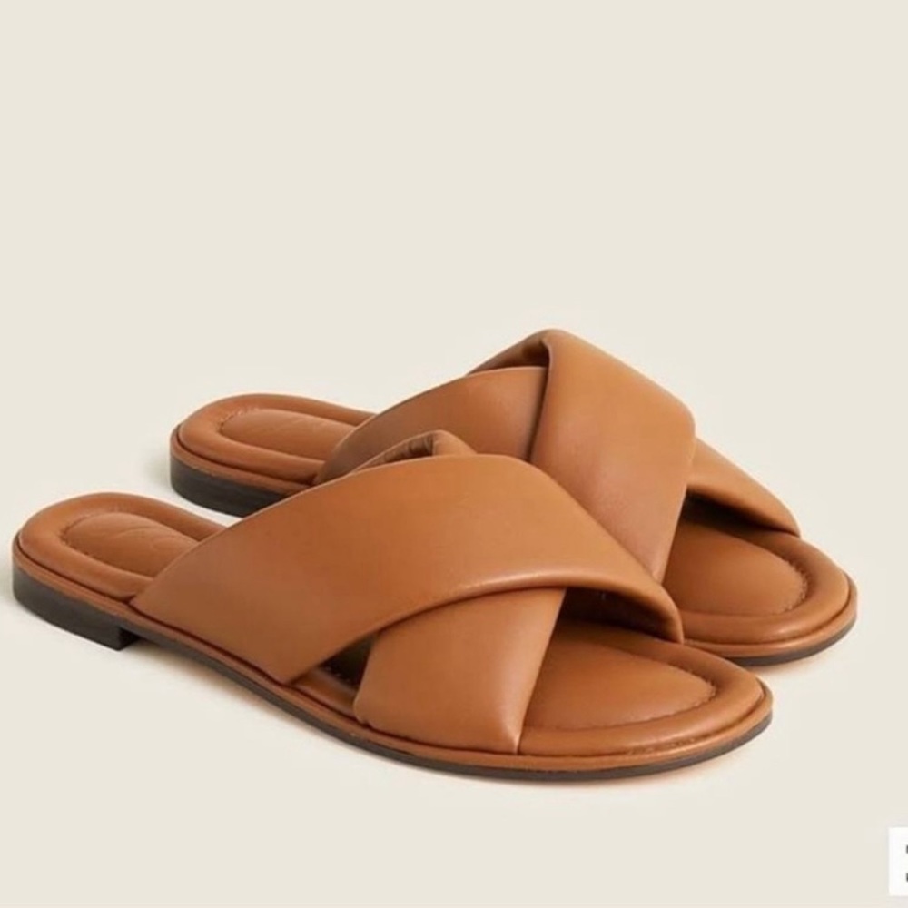 J. Crew Menorca padded cross-strap sandals in leather